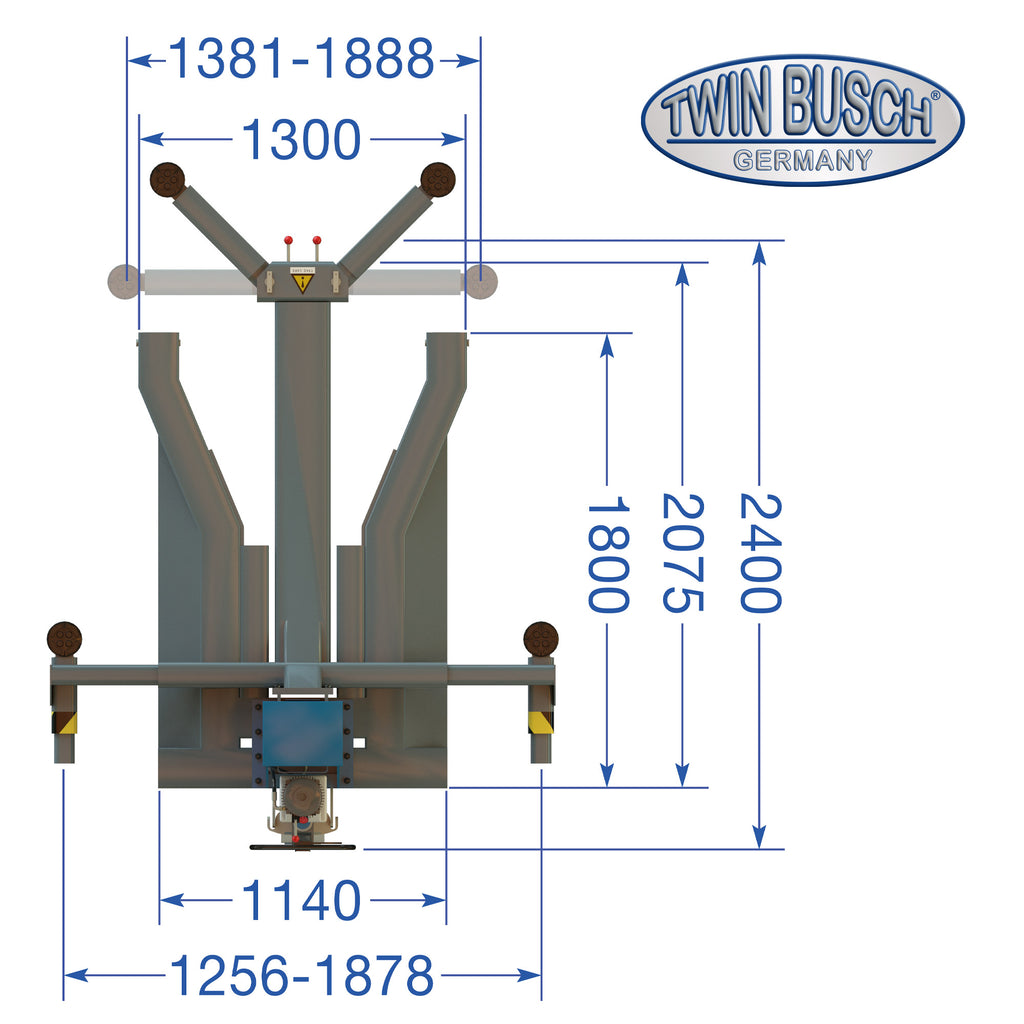 Twin Busch TW 125 M – Elevador monocolumna portátil 2,5 t, 230 V, altura máx. 1.930 mm