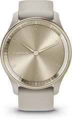 Garmin vívomove Trend Cream Gold – Reloj inteligente híbrido con correa de lino