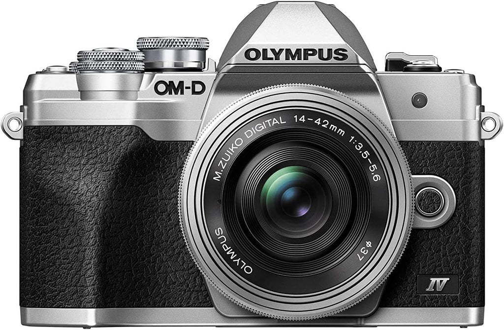 Olympus OM-D E-M10 Mark IV – Cámara sin espejo 20 MP con objetivo M.Zuiko 14-42mm Pancake Plateado